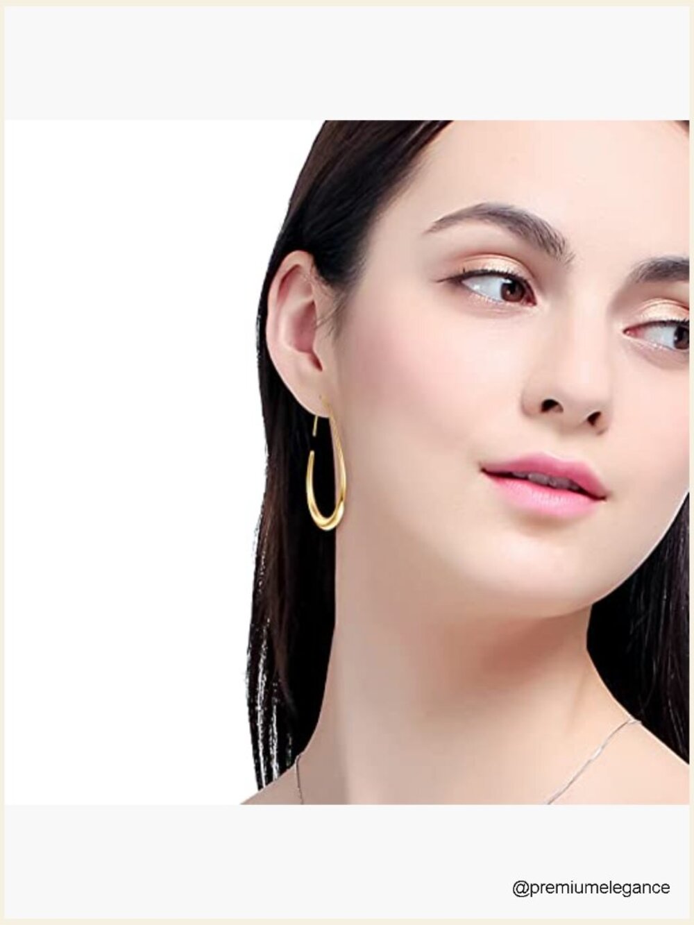 Large Teardrop Hoop Earrings - Lightweight 14k Gold Plated Hypoallergenic - Picture 4 of 7